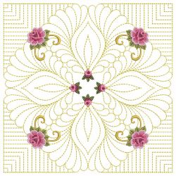 Trapunto Feather Rose Quilt 02(Lg)