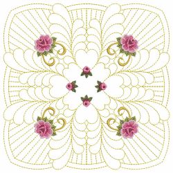 Trapunto Feather Rose Quilt 03(Sm) machine embroidery designs