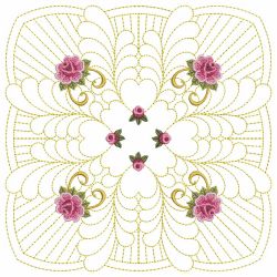 Trapunto Feather Rose Quilt 03(Sm)