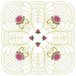 Trapunto Feather Rose Quilt 03(Sm)