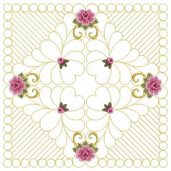 Trapunto Feather Rose Quilt 04(Sm) machine embroidery designs
