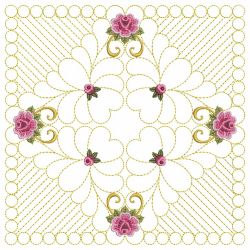 Trapunto Feather Rose Quilt 04(Md) machine embroidery designs