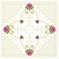 Trapunto Feather Rose Quilt 04(Sm)