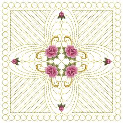Trapunto Feather Rose Quilt 06(Lg) machine embroidery designs