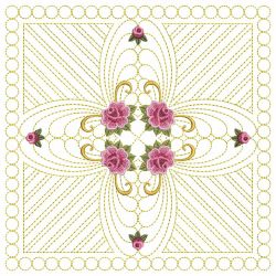 Trapunto Feather Rose Quilt 06(Sm)