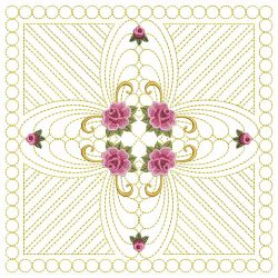 Trapunto Feather Rose Quilt 06(Sm)