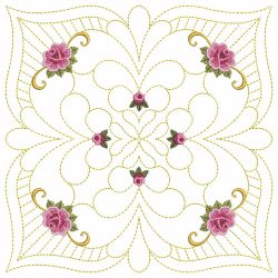 Trapunto Feather Rose Quilt 07(Md)