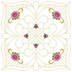 Trapunto Feather Rose Quilt 07(Sm)