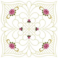 Trapunto Feather Rose Quilt 07(Md) machine embroidery designs