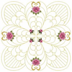 Trapunto Feather Rose Quilt 08(Lg)