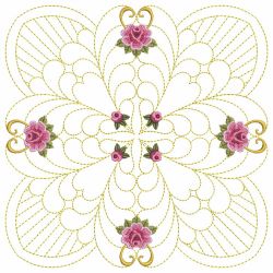Trapunto Feather Rose Quilt 08(Sm)