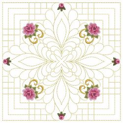 Trapunto Feather Rose Quilt 09(Lg) machine embroidery designs