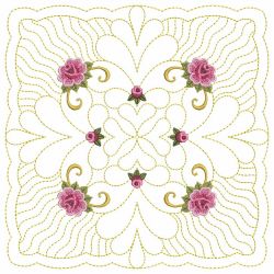 Trapunto Feather Rose Quilt 10(Lg) machine embroidery designs