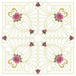Trapunto Feather Rose Quilt 11(Sm) machine embroidery designs