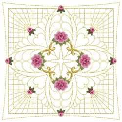 Trapunto Feather Rose Quilt 12(Sm)