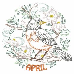 Vintage Birds Of The Month 04(Md) machine embroidery designs