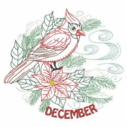 Vintage Birds Of The Month 12(Md) machine embroidery designs