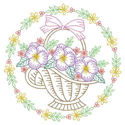 Vintage Floral Baskets 02(Md) machine embroidery designs