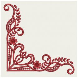 Fancy Redwork Corners 10(Sm)