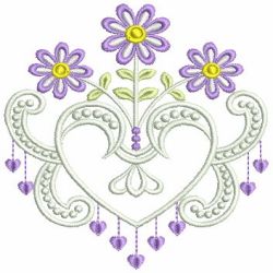 Fancy Flower Hearts 03 machine embroidery designs