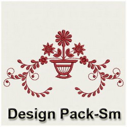 Heirloom Flower Pot Redwork(Sm) machine embroidery designs