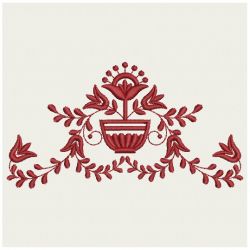 Heirloom Flower Pot Redwork 01(Md)