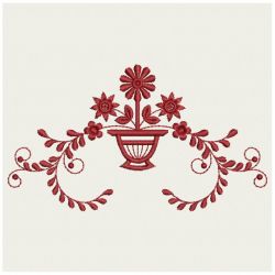 Heirloom Flower Pot Redwork 06(Lg) machine embroidery designs