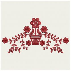 Heirloom Flower Pot Redwork 10(Md)