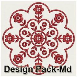 Flower Redwork Quilt(Md) machine embroidery designs