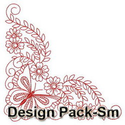 Redwork Butterfly Corner(Sm) machine embroidery designs