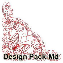 Redwork Butterfly Corner(Md) machine embroidery designs