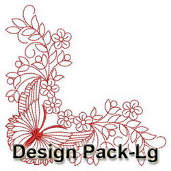 Redwork Butterfly Corner(Lg) machine embroidery designs