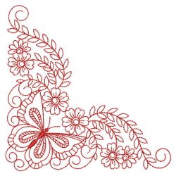 Redwork Butterfly Corner 01(Lg) machine embroidery designs