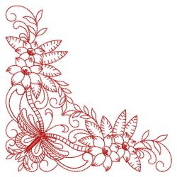 Redwork Butterfly Corner 02(Md) machine embroidery designs