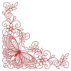 Redwork Butterfly Corner 09(Sm) machine embroidery designs