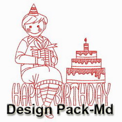 Redwork Happy Birthday(Md) machine embroidery designs