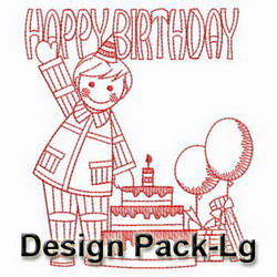 Redwork Happy Birthday(Lg) machine embroidery designs