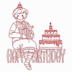 Redwork Happy Birthday 05(Sm) machine embroidery designs