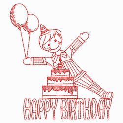 Redwork Happy Birthday 06(Lg) machine embroidery designs