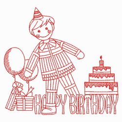 Redwork Happy Birthday 07(Sm) machine embroidery designs