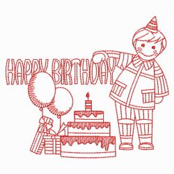 Redwork Happy Birthday 08(Lg) machine embroidery designs