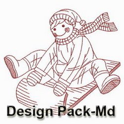 Redwork Skiing(Md) machine embroidery designs