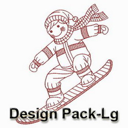 Redwork Skiing(Lg) machine embroidery designs