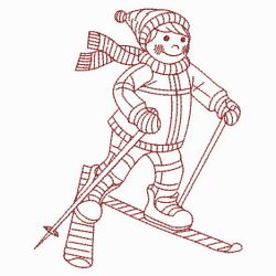 Redwork Skiing 02(Lg) machine embroidery designs