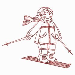 Redwork Skiing 03(Md) machine embroidery designs