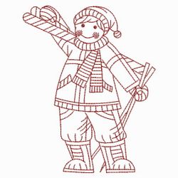 Redwork Skiing 04(Sm) machine embroidery designs