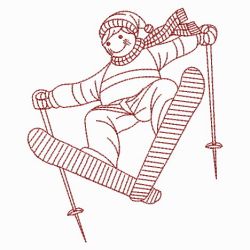 Redwork Skiing 07(Lg) machine embroidery designs