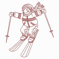 Redwork Skiing 09(Lg) machine embroidery designs