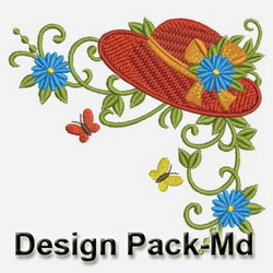 Flower Hat Corners(Md) machine embroidery designs