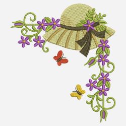 Flower Hat Corners 01(Md) machine embroidery designs